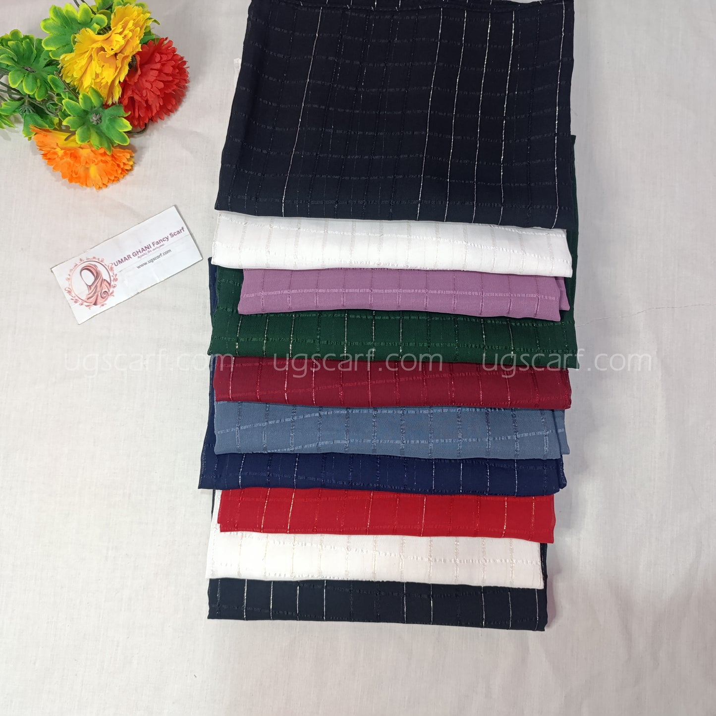 Chiffon Georgette Shiny Fancy Check Hijab Scarf