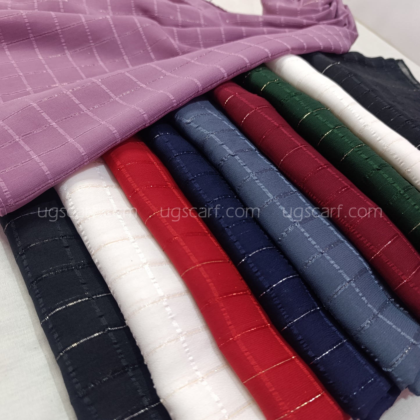 Chiffon Georgette Shiny Fancy Check Hijab Scarf