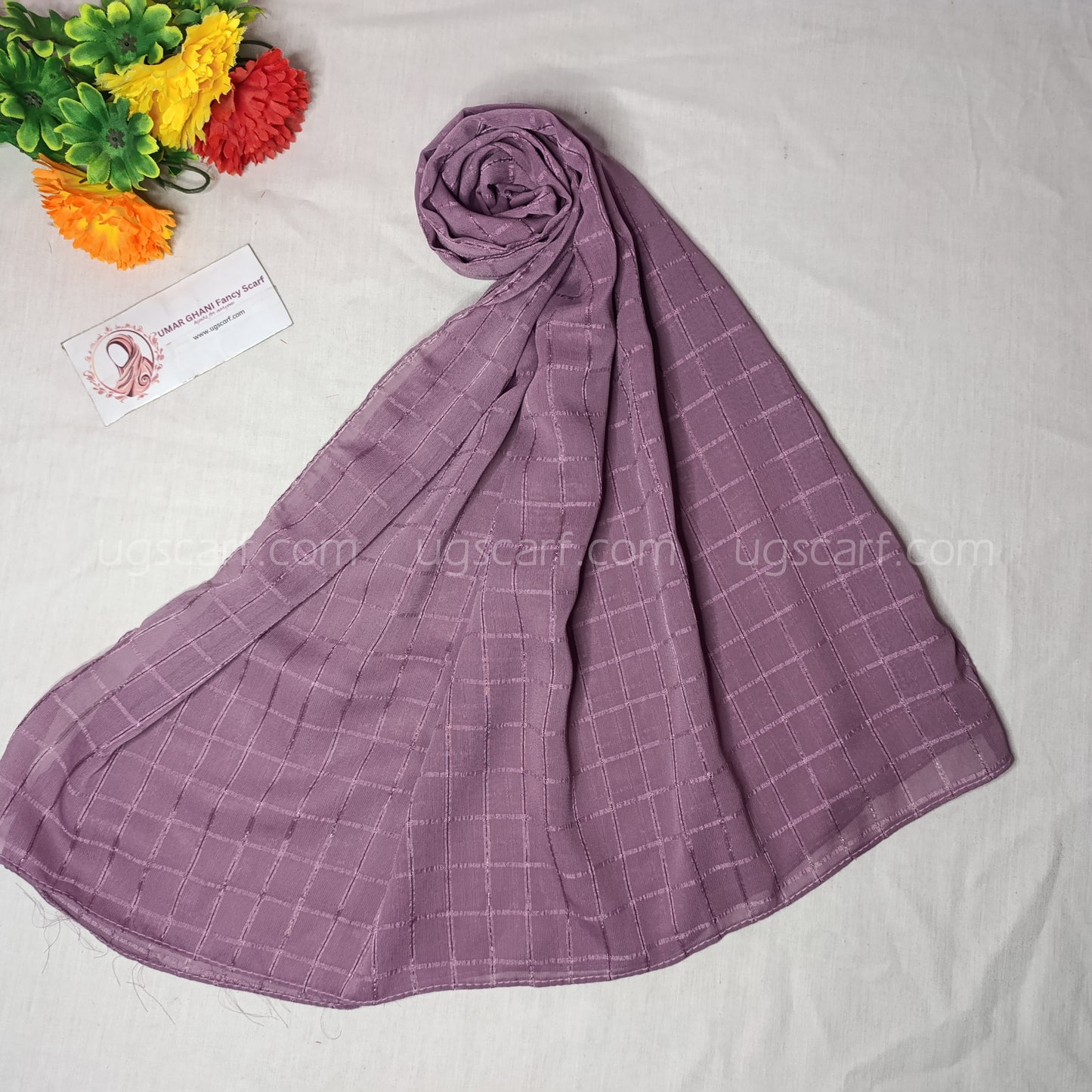 Chiffon Georgette Shiny Fancy Check Hijab Scarf