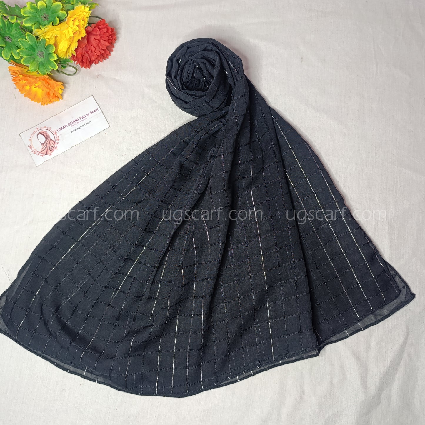 Chiffon Georgette Shiny Fancy Check Hijab Scarf
