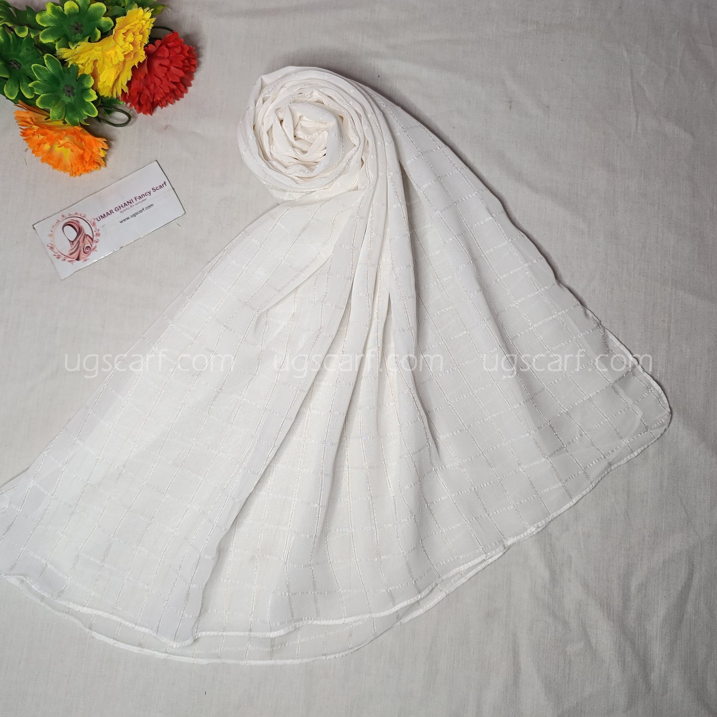 Chiffon Georgette Shiny Fancy Check Hijab Scarf