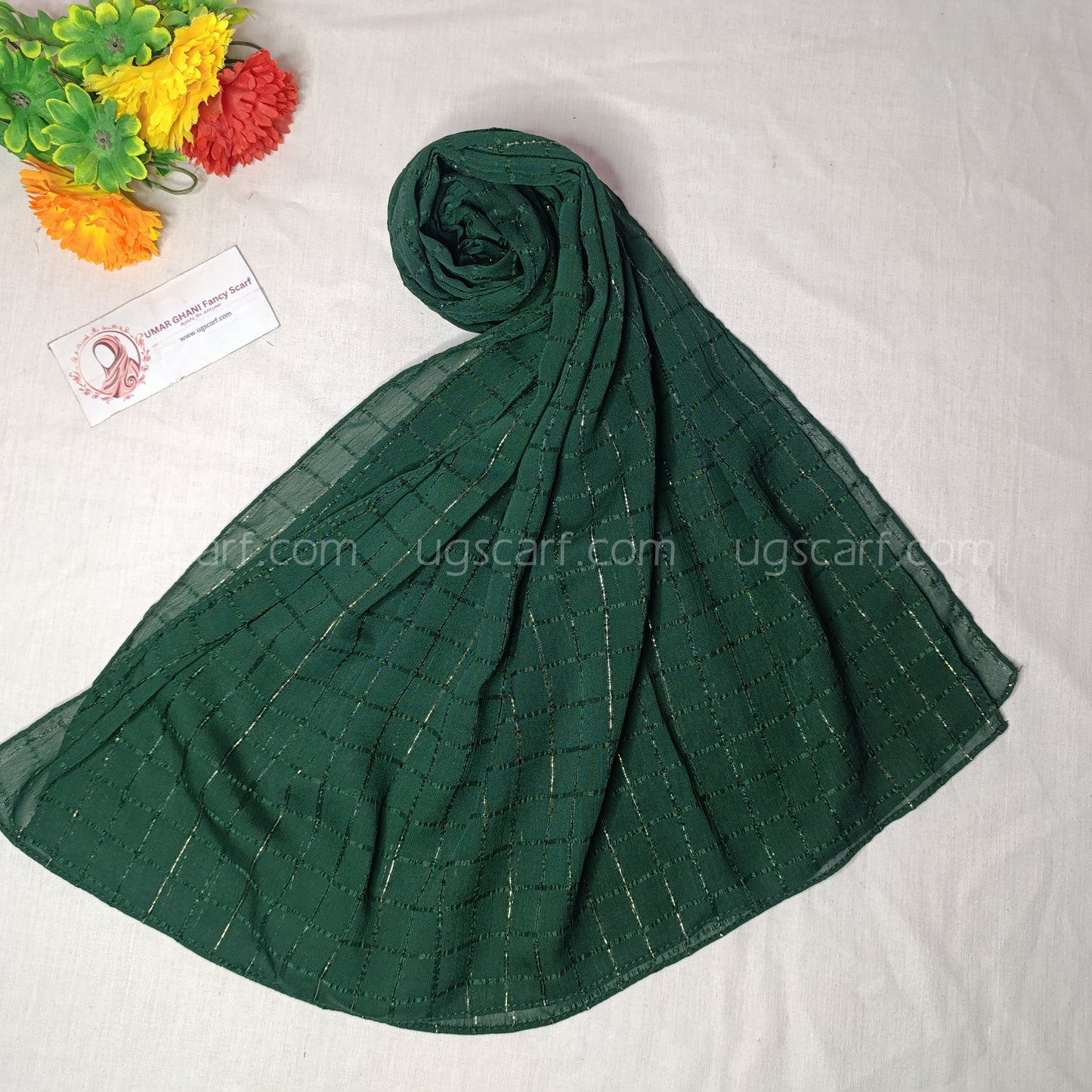 Chiffon Georgette Shiny Fancy Check Hijab Scarf