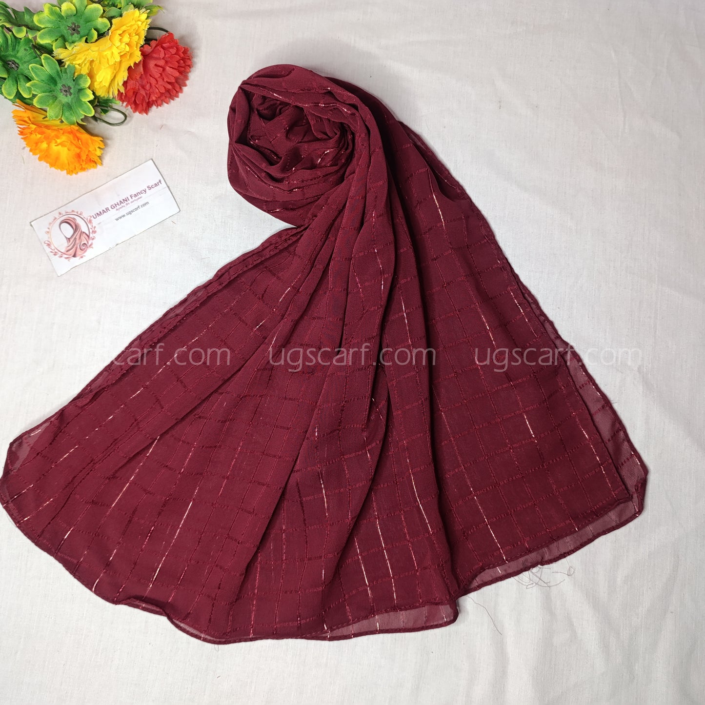 Chiffon Georgette Shiny Fancy Check Hijab Scarf