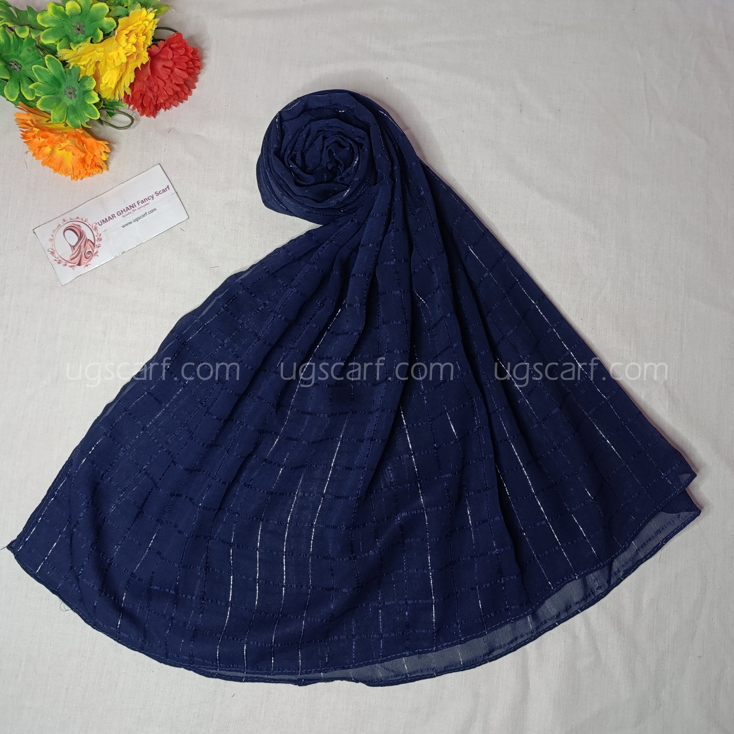 Chiffon Georgette Shiny Fancy Check Hijab Scarf