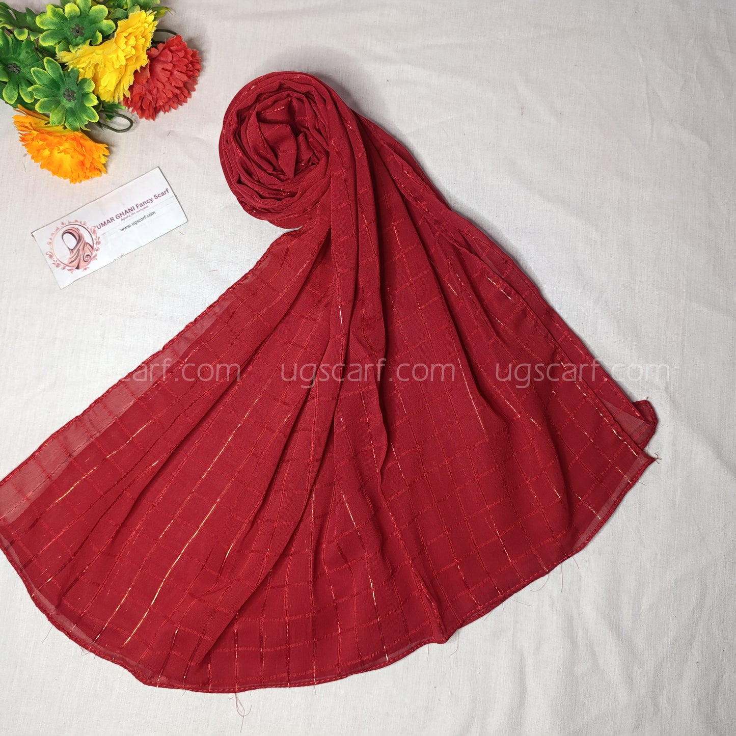 Chiffon Georgette Shiny Fancy Check Hijab Scarf