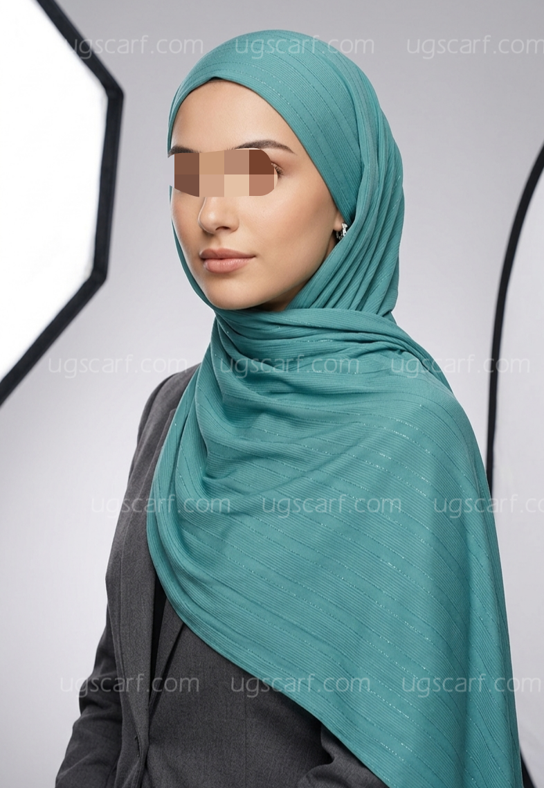 Chiffon Georgette Shiny Fancy Strips Hijab Scarf