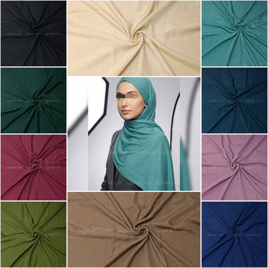 Chiffon Georgette Shiny Fancy Strips Hijab Scarf