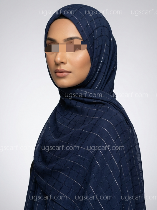 Chiffon Georgette Shiny Fancy Check Hijab Scarf