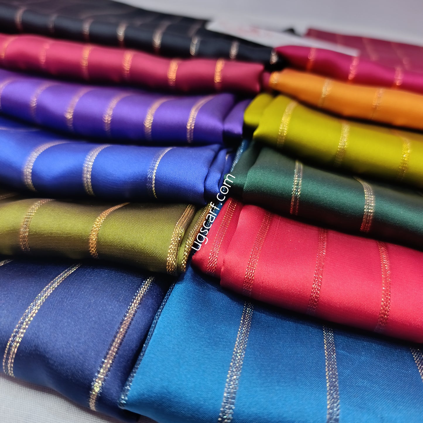 Premium Satin Silk Fancy Hijab Scarf, Metallic Striped Shimmer Stole