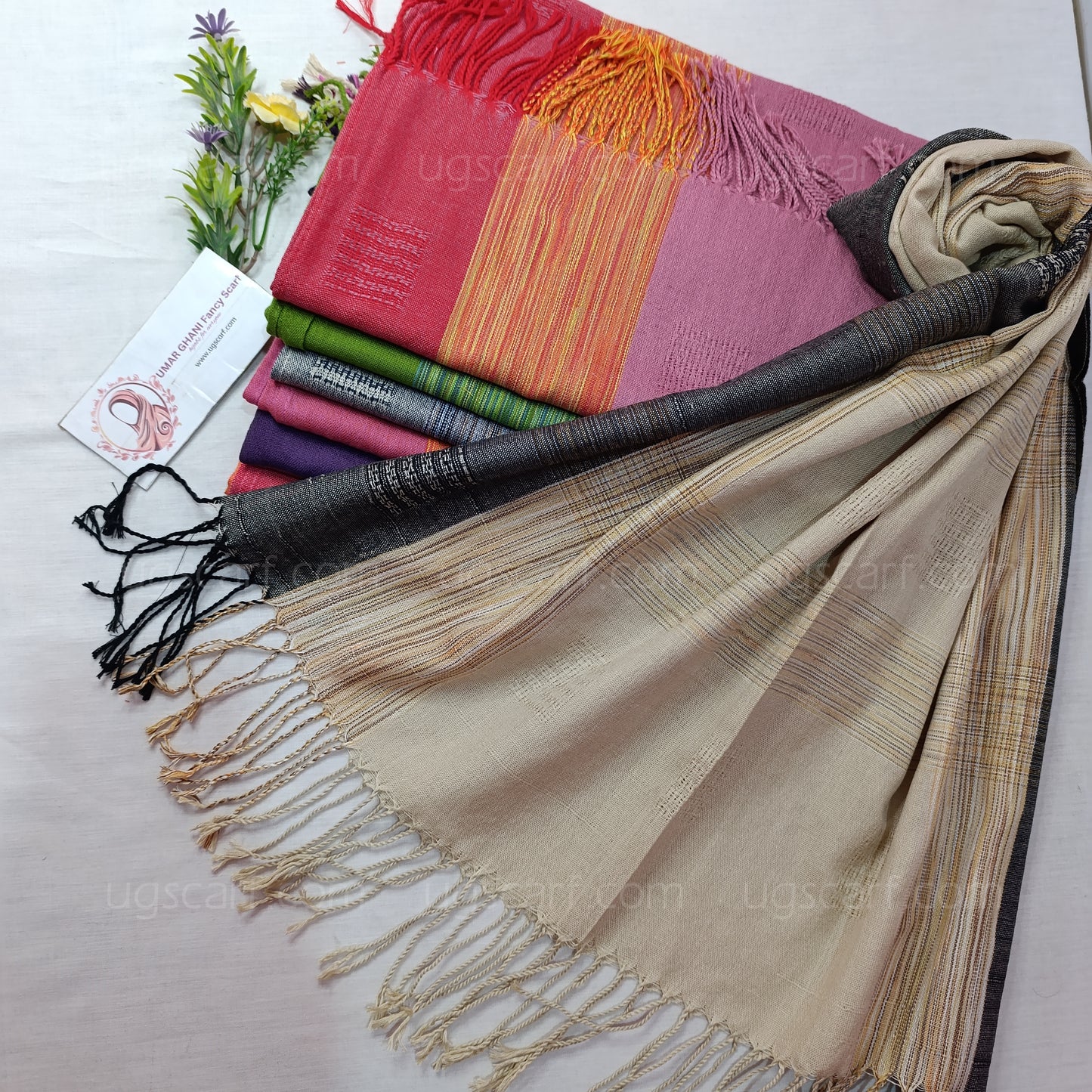 Premium Multi Colored Striped Pashmina Shawl / Scarf