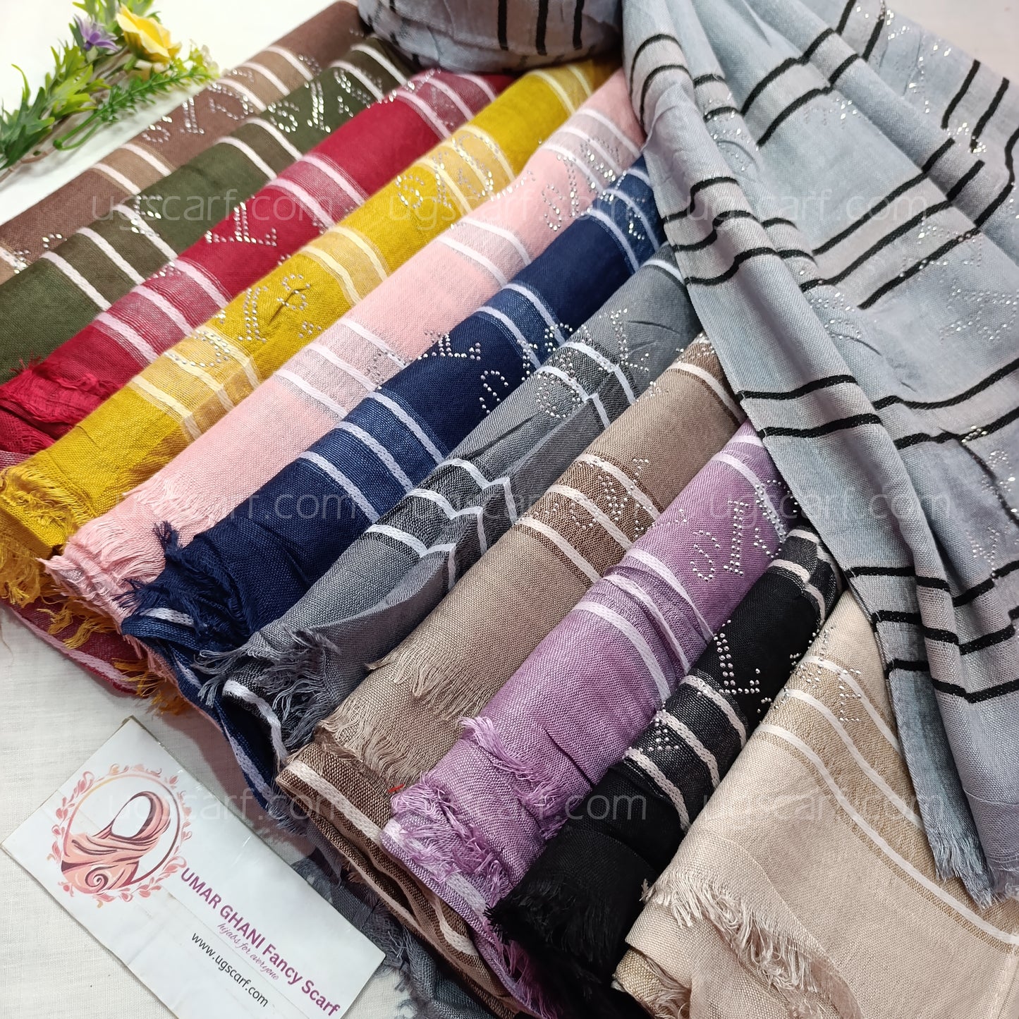 Soft Textured Cotton Stole with Subtle Rhinestone Details
