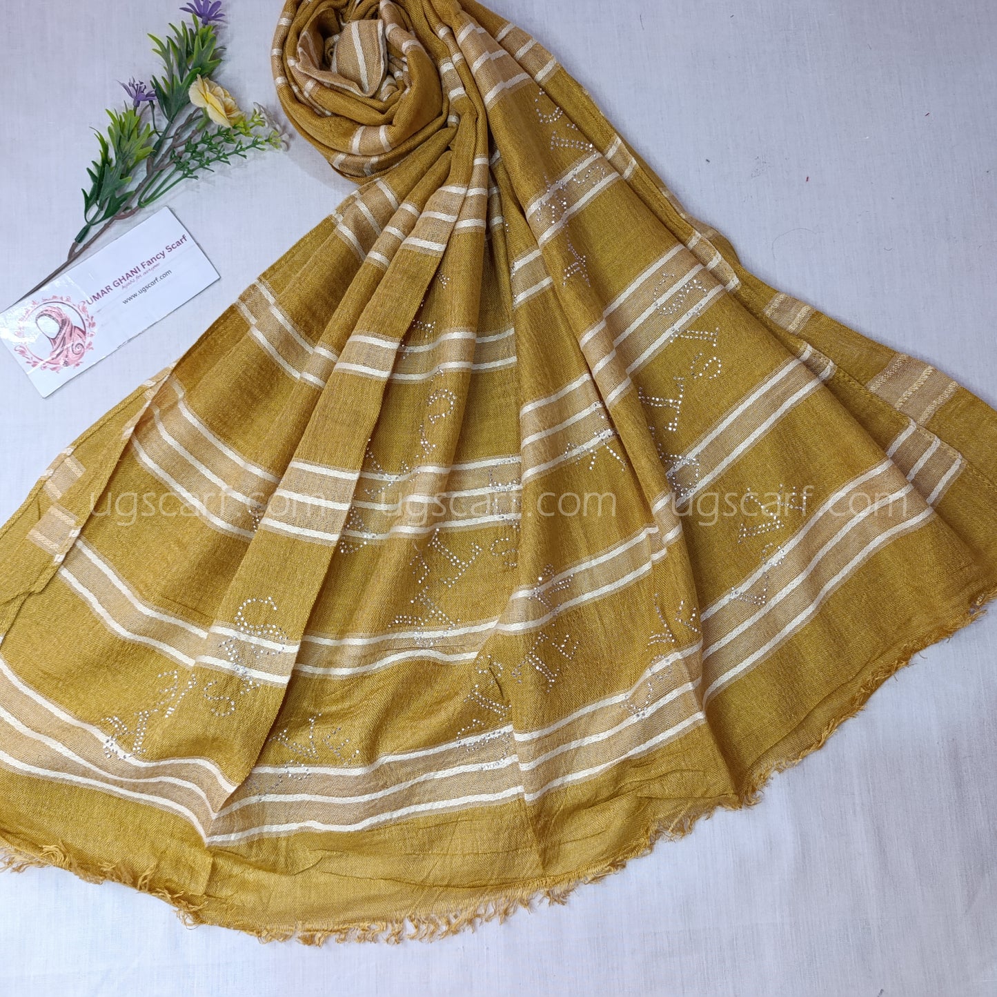 Soft Textured Cotton Stole with Subtle Rhinestone Details