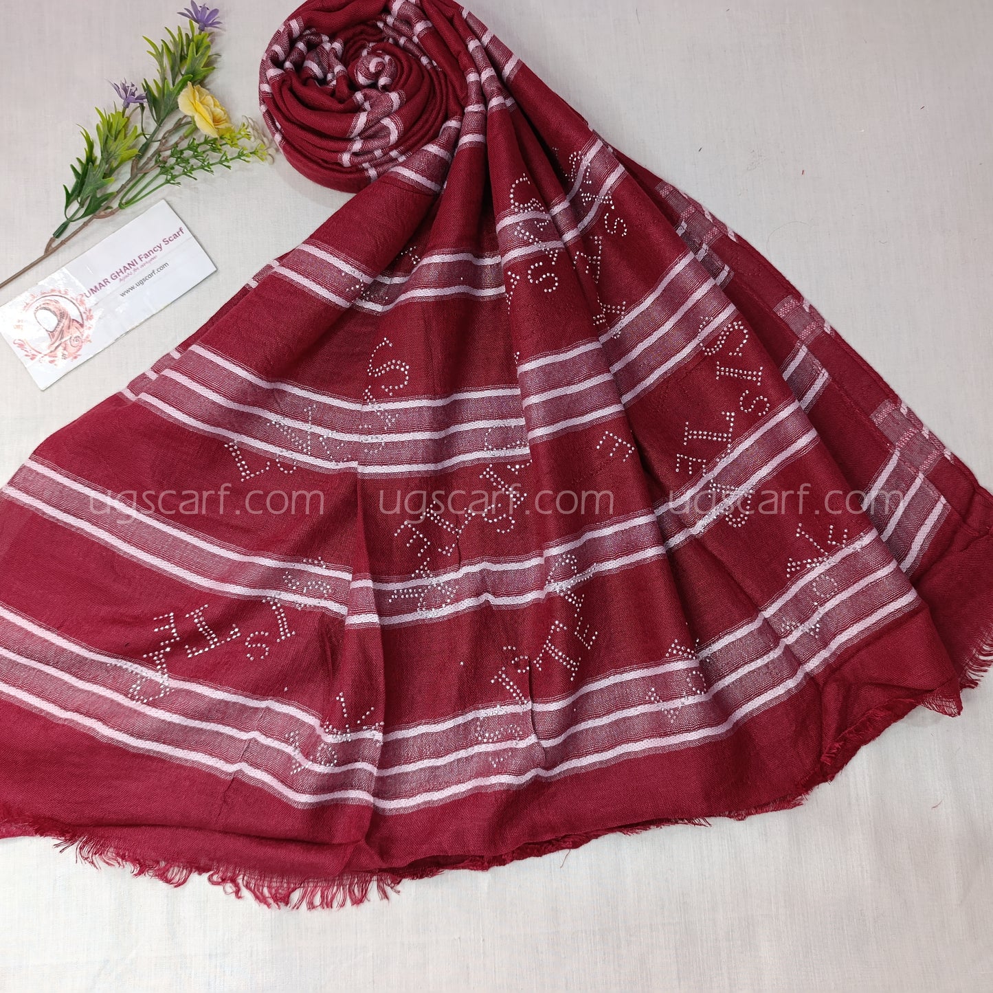Soft Textured Cotton Stole with Subtle Rhinestone Details