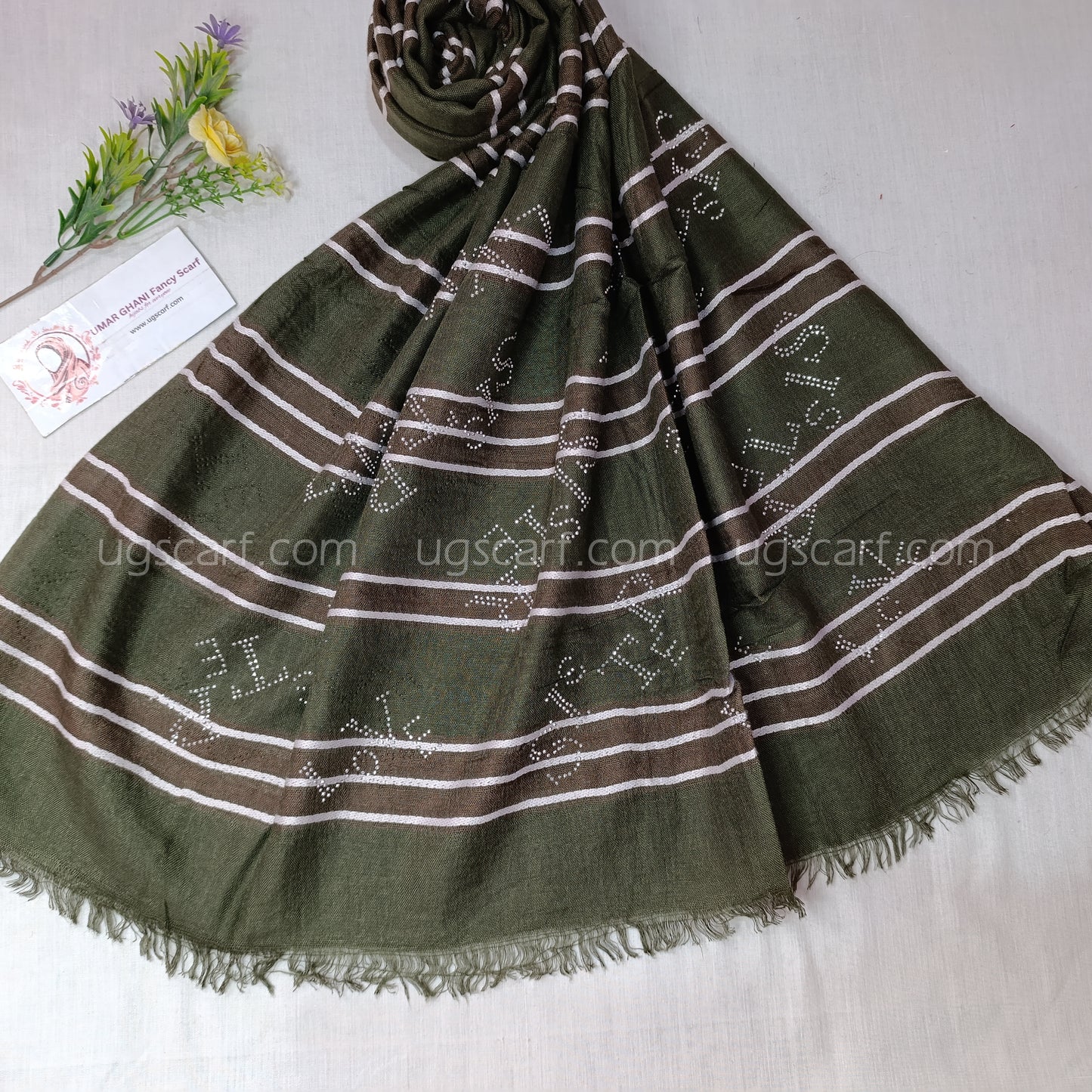 Soft Textured Cotton Stole with Subtle Rhinestone Details