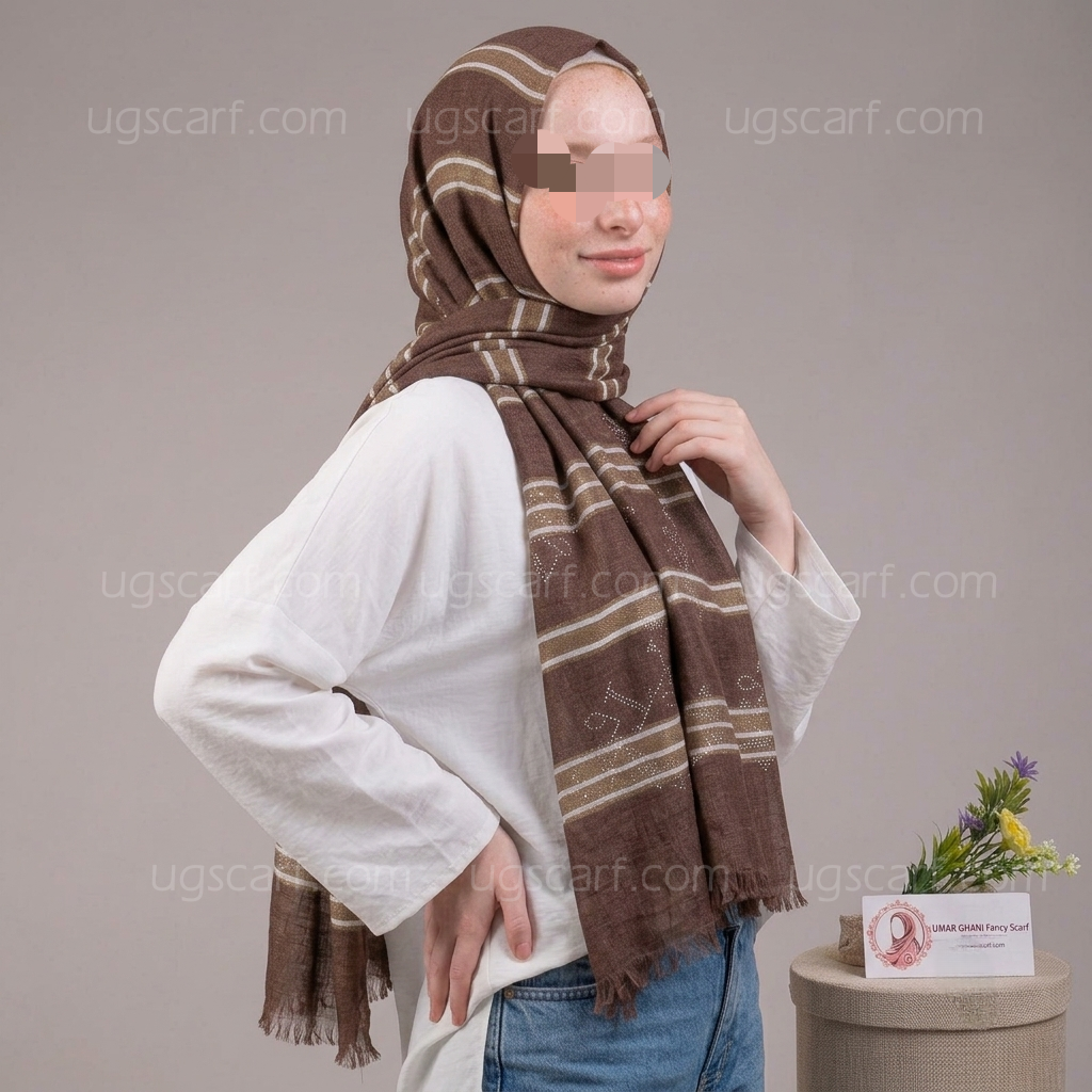 Soft Textured Cotton Stole with Subtle Rhinestone Details