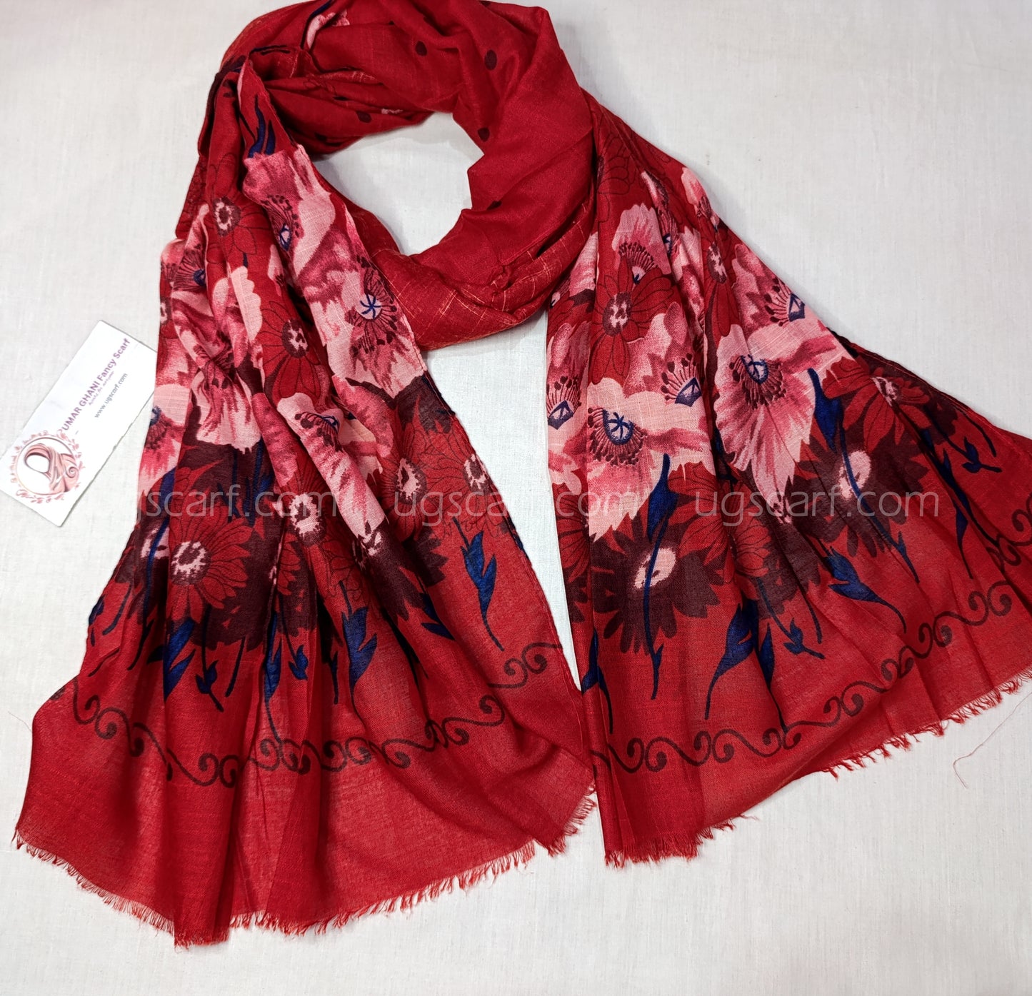 Imported Cashmere Slub Lawn Print Hijab Scarf