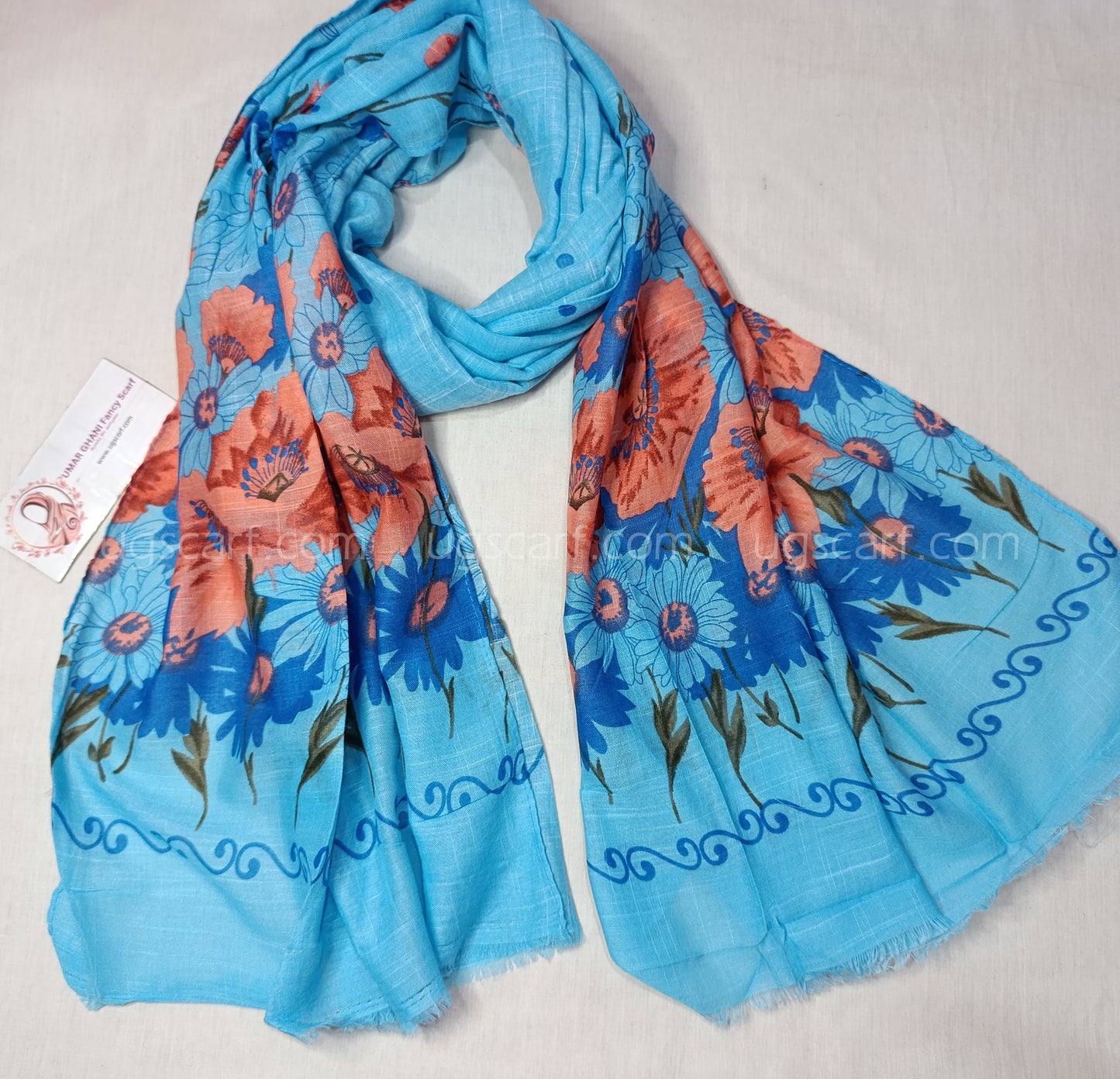 Imported Cashmere Slub Lawn Print Hijab Scarf
