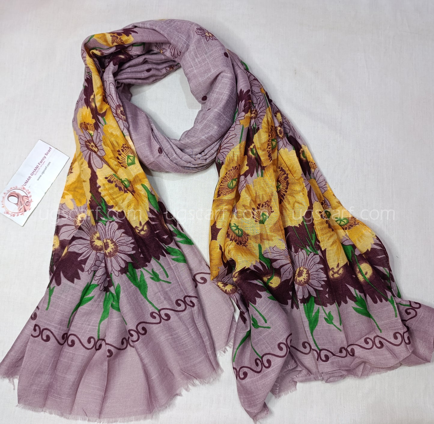 Imported Cashmere Slub Lawn Print Hijab Scarf