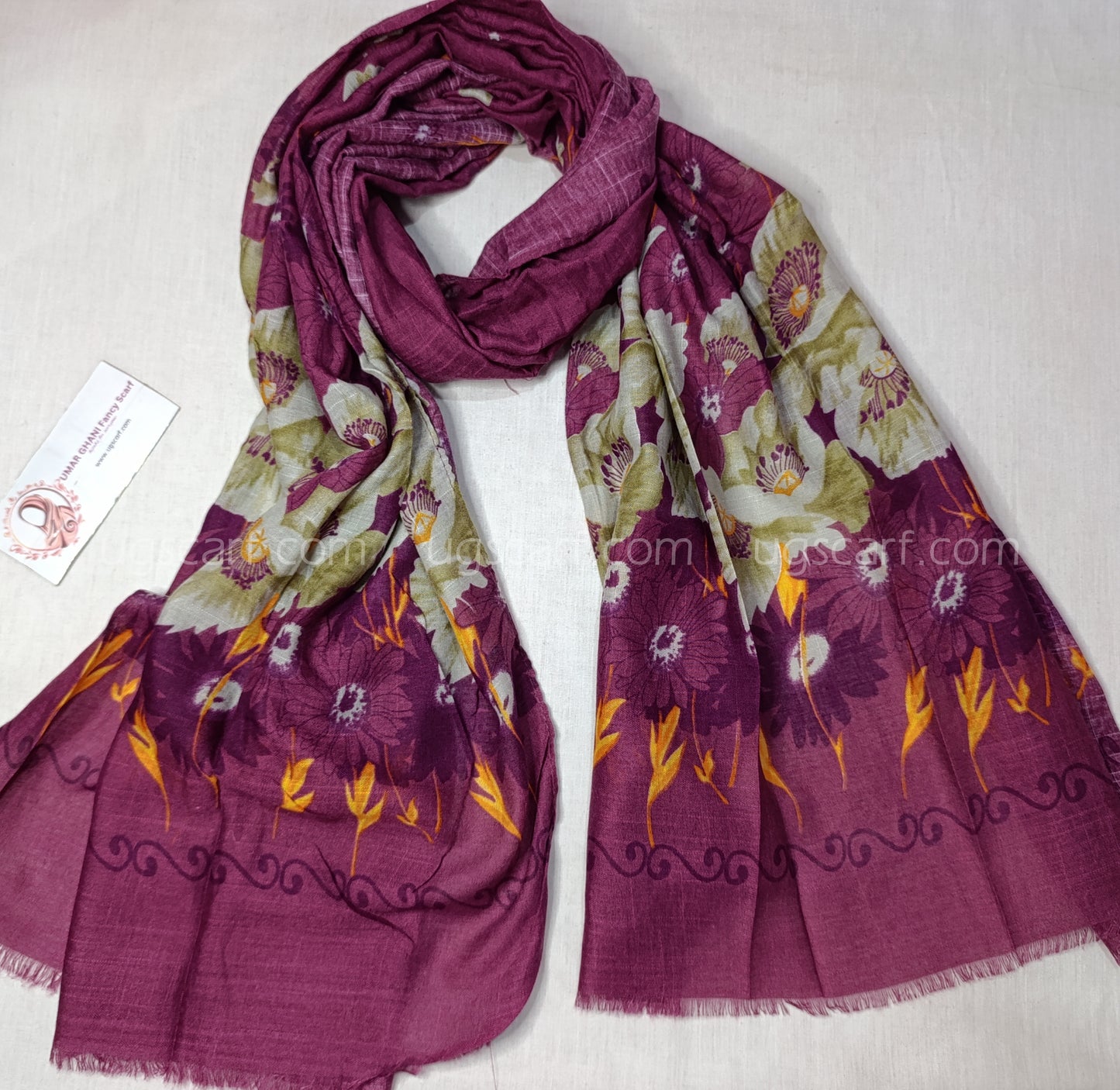 Imported Cashmere Slub Lawn Print Hijab Scarf