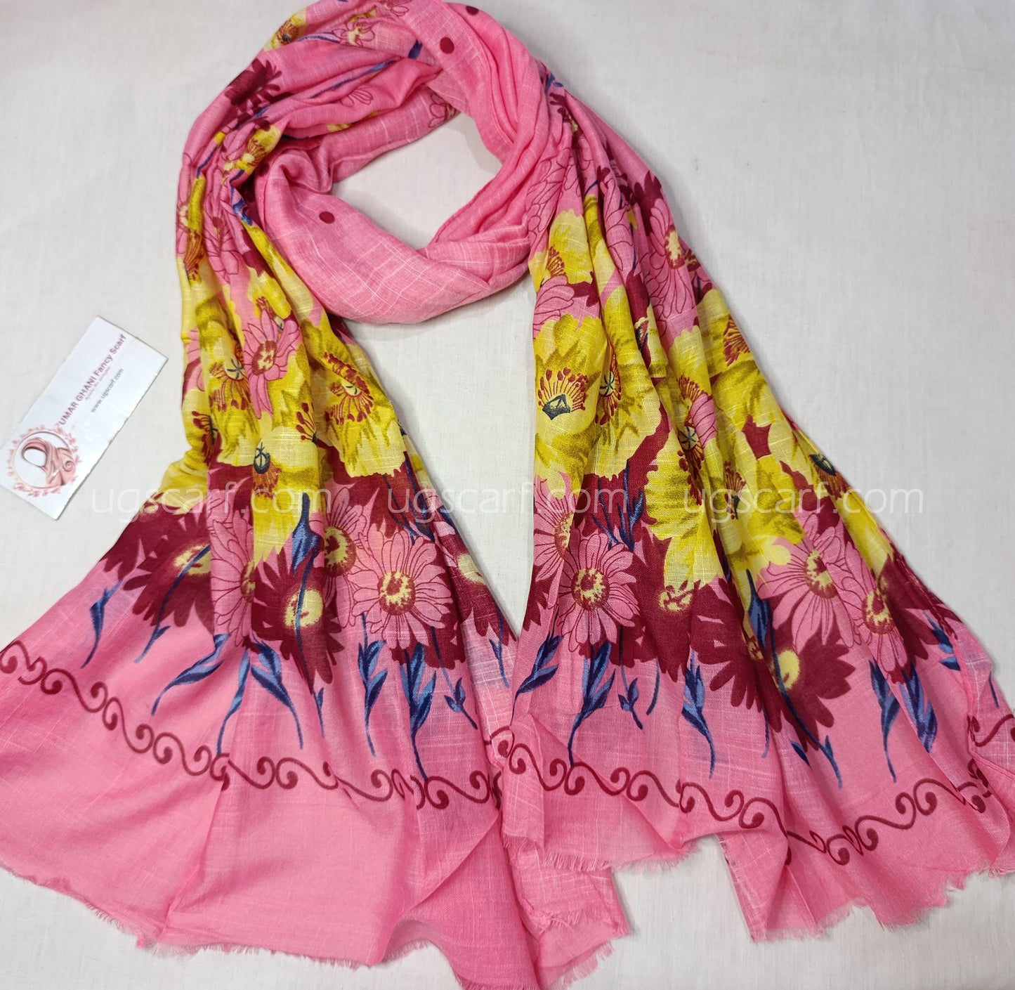 Imported Cashmere Slub Lawn Print Hijab Scarf