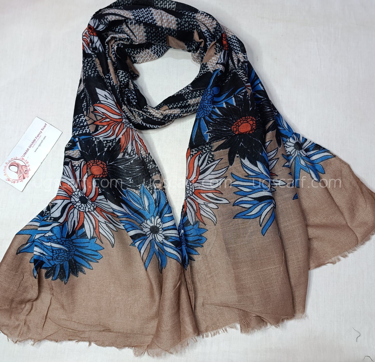 Imported Cashmere Slub Lawn Print Hijab Scarf