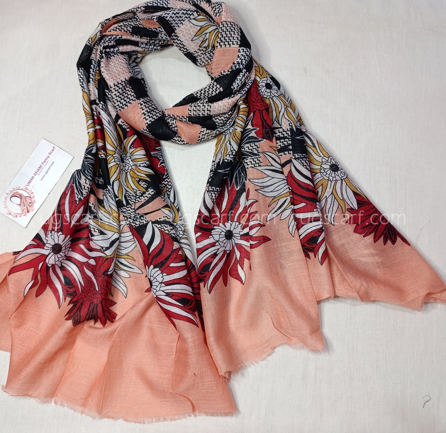 Imported Cashmere Slub Lawn Print Hijab Scarf