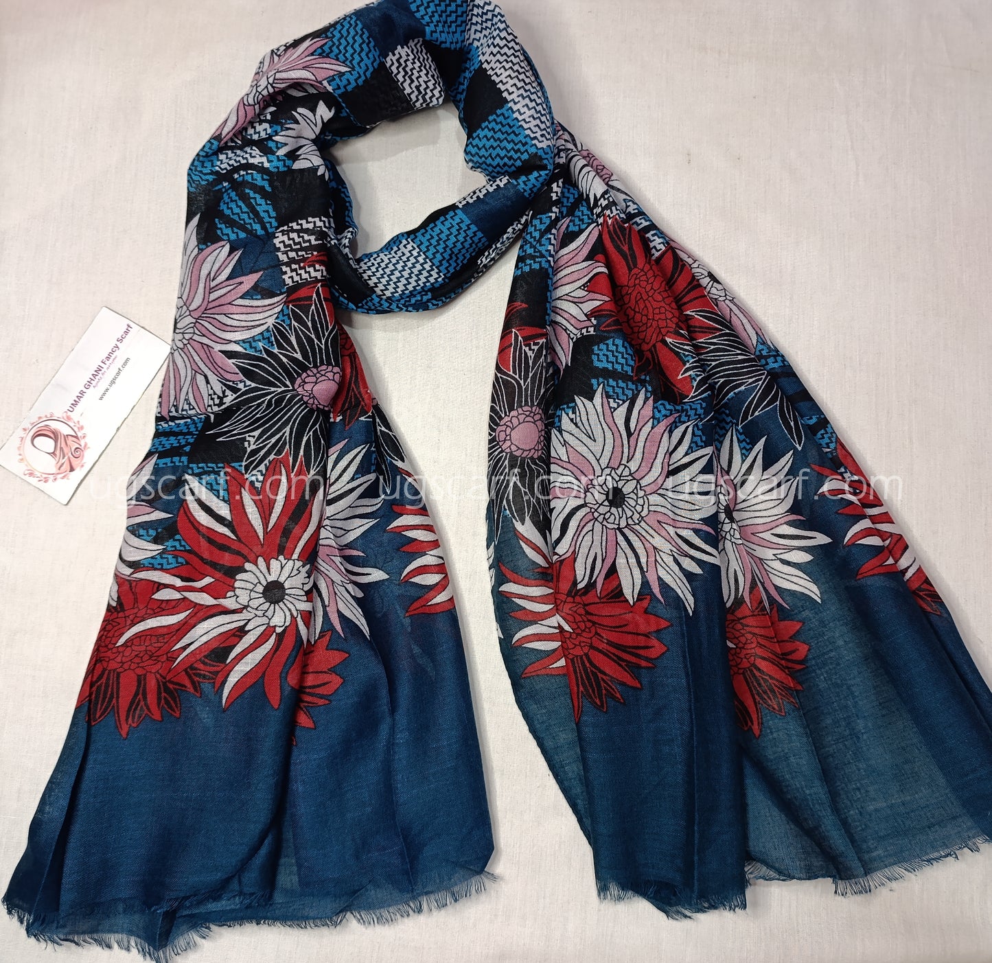 Imported Cashmere Slub Lawn Print Hijab Scarf