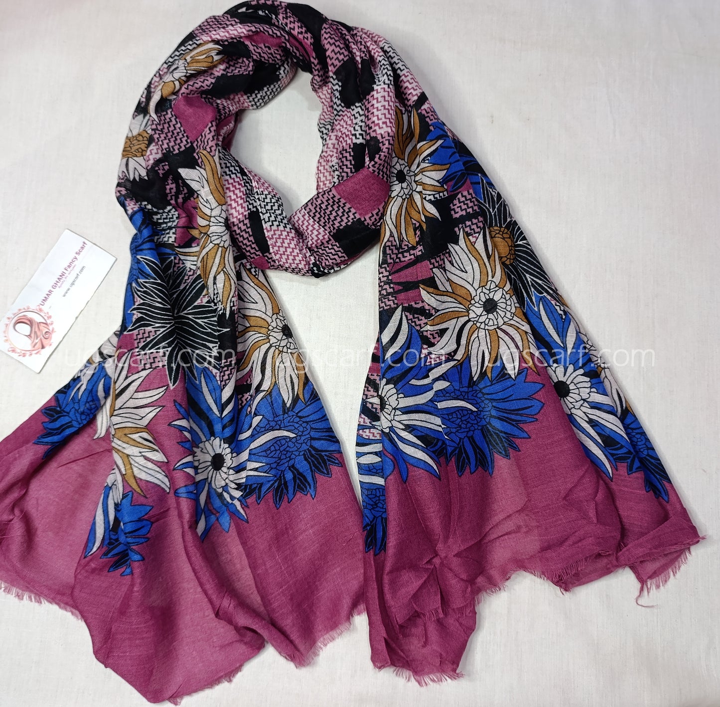Imported Cashmere Slub Lawn Print Hijab Scarf