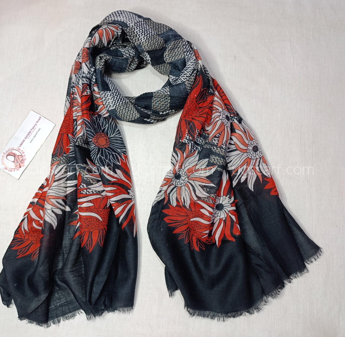 Imported Cashmere Slub Lawn Print Hijab Scarf