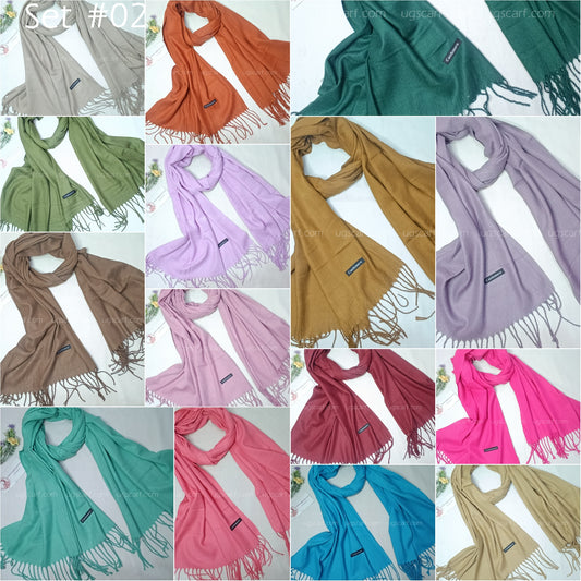 Imported Plain Cashmere Pashmina Tussles Hijab Scarf