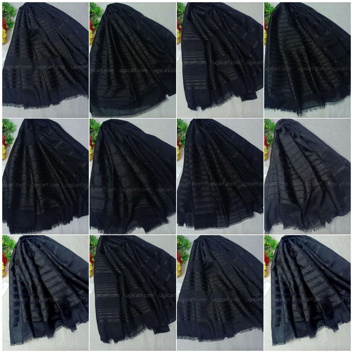 Black Lawn Khaddi Lining Hijab Scarf
