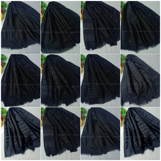 Black Lawn Khaddi Lining Hijab Scarf
