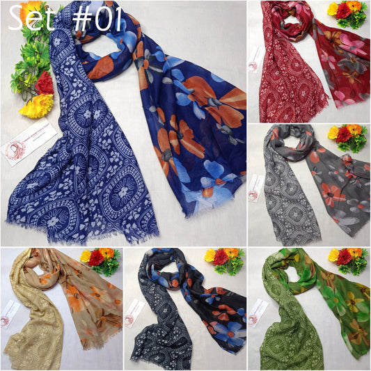 Imported Arbi Lawn Printed Shiny Hijab Scarf