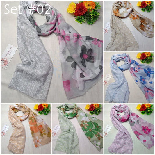 Imported Arbi Lawn Printed Shiny Hijab Scarf