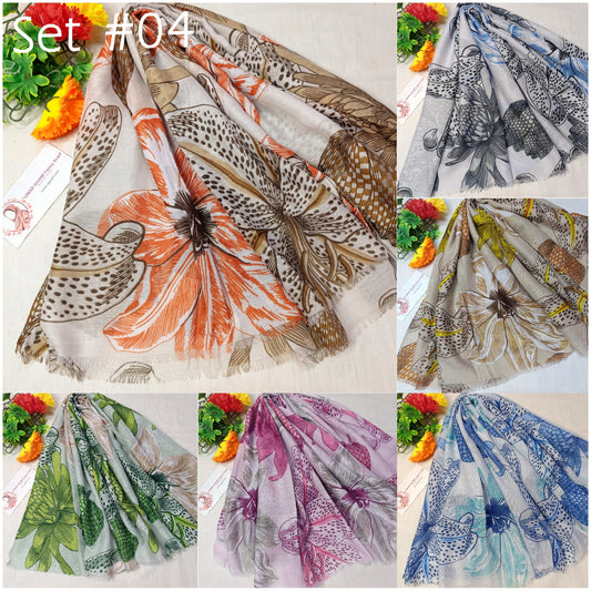 Imported Arbi Lawn Printed Shiny Hijab Scarf
