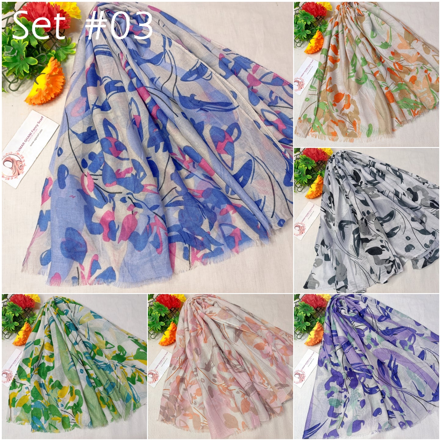 Imported Arbi Lawn Printed Shiny Hijab Scarf