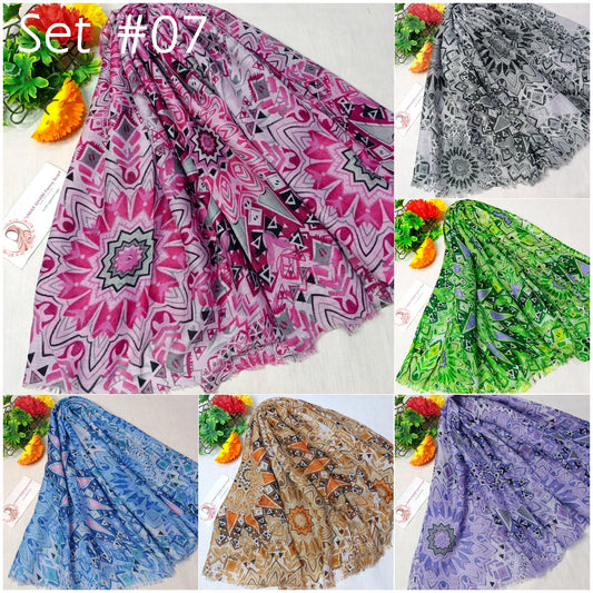 Imported Arbi Lawn Printed Shiny Hijab Scarf