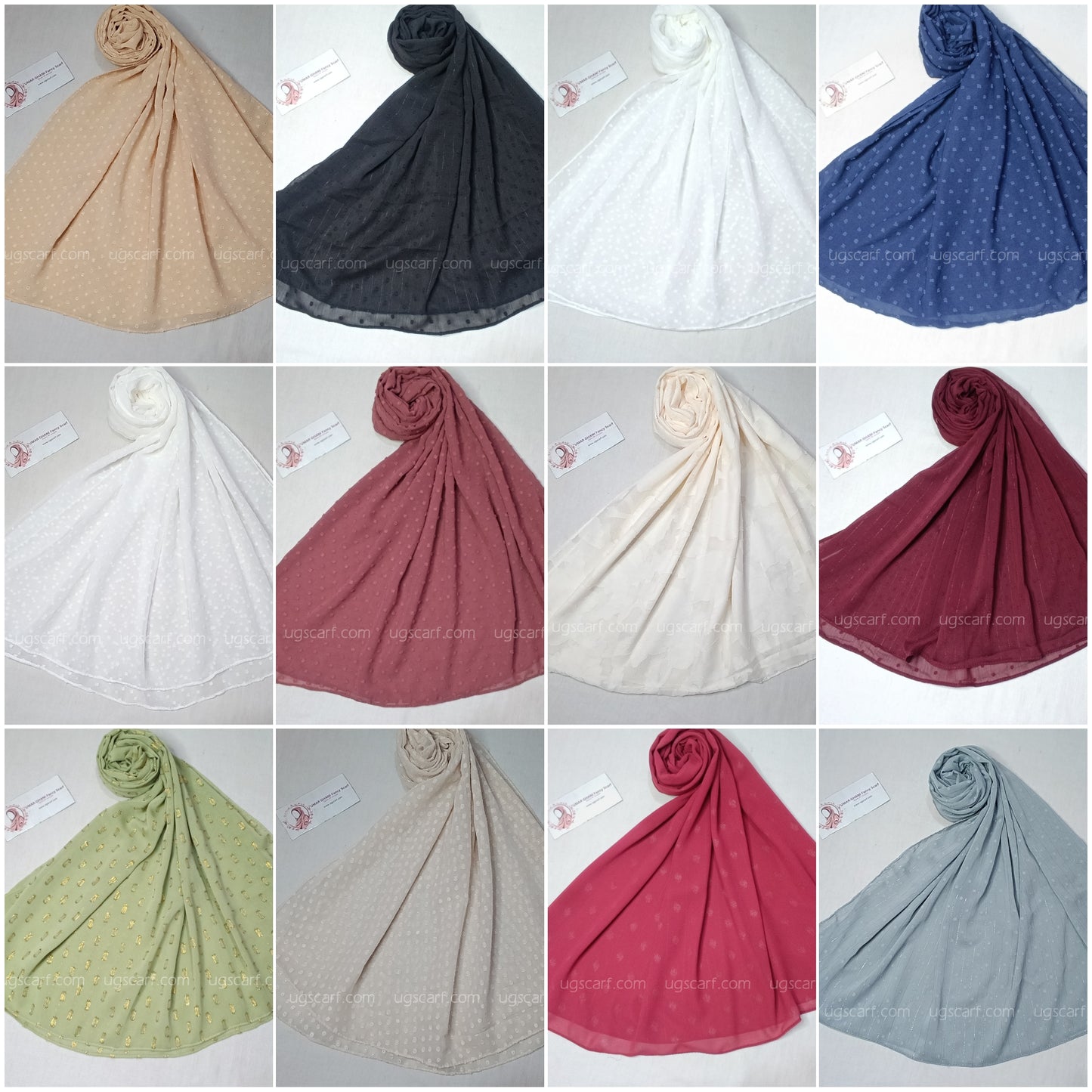Chiffon Self Bureshia (Embossed) Hijab Scarf
