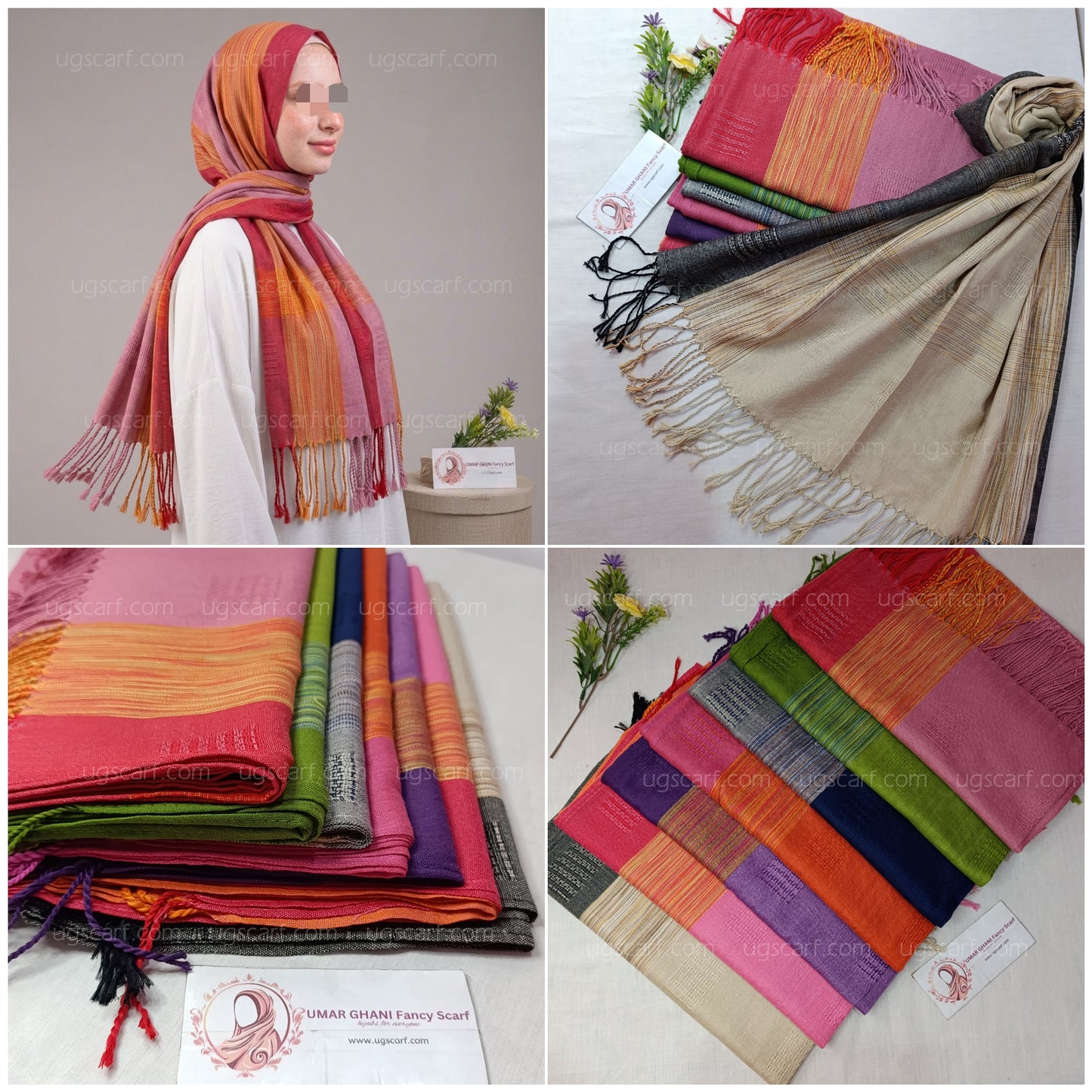 Premium Multi Colored Striped Pashmina Shawl / Scarf