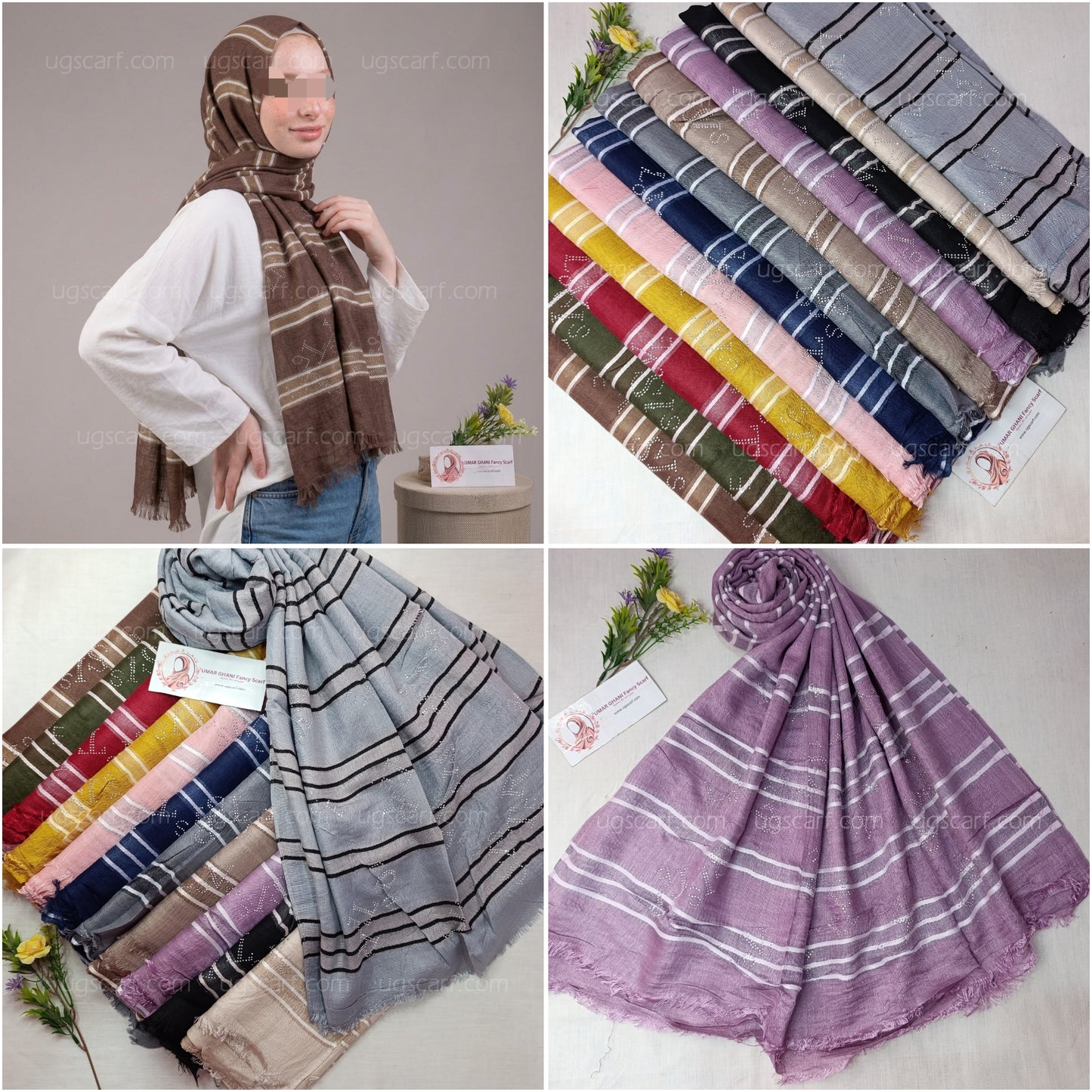 Soft Textured Cotton Stole with Subtle Rhinestone Details