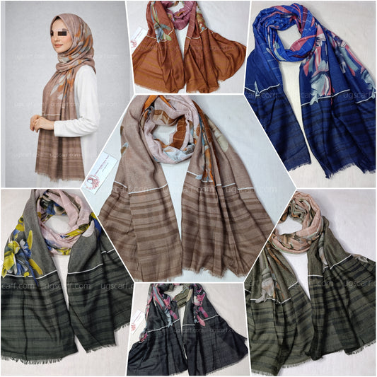 Imported Cashmere Slub Lawn Print Hijab Scarf