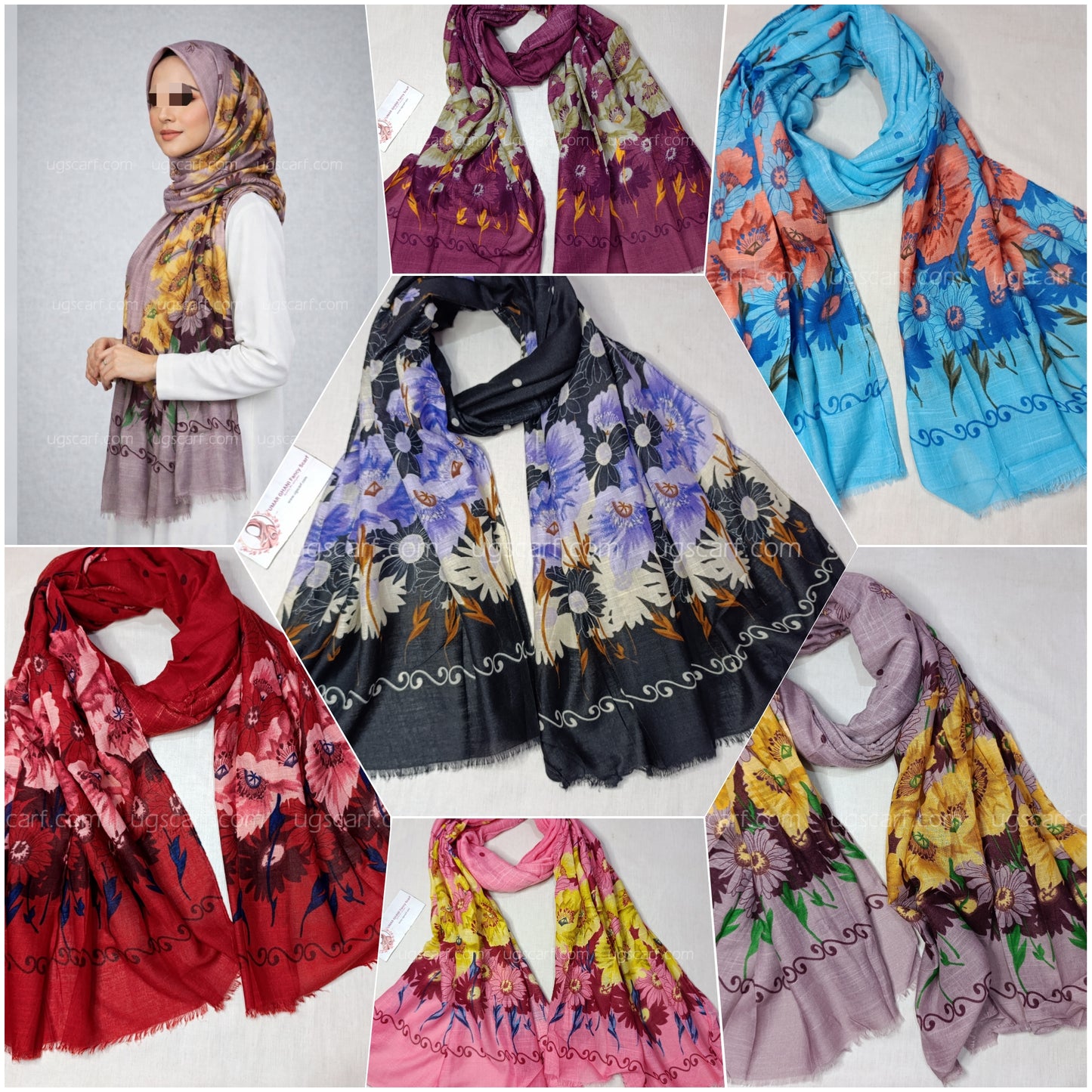Imported Cashmere Slub Lawn Print Hijab Scarf