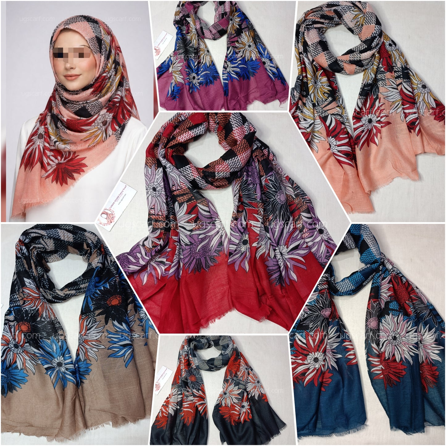 Imported Cashmere Slub Lawn Print Hijab Scarf