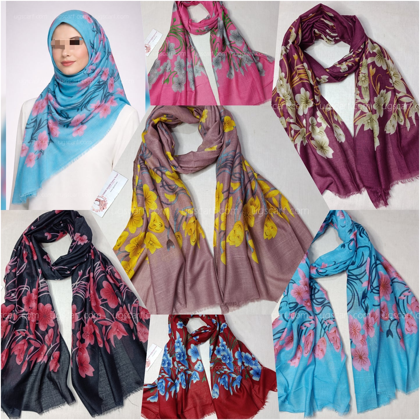 Imported Cashmere Slub Lawn Print Hijab Scarf