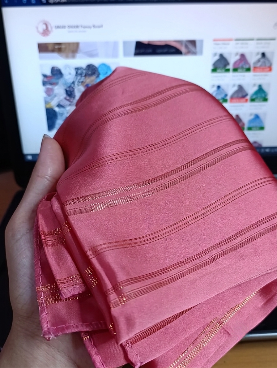 Premium Gold Striped Silk Scarf / Stole – Elegant Shiny Finish