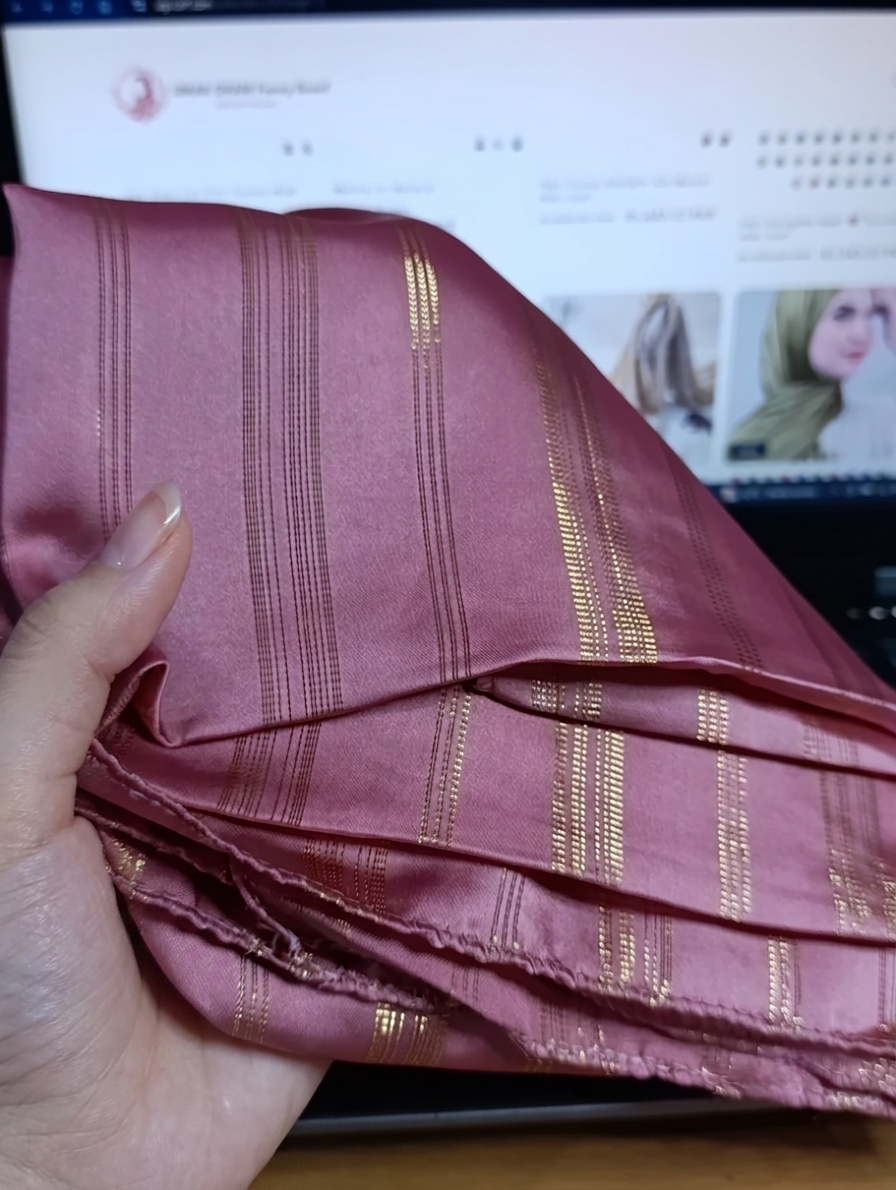 Premium Gold Striped Silk Scarf / Stole – Elegant Shiny Finish