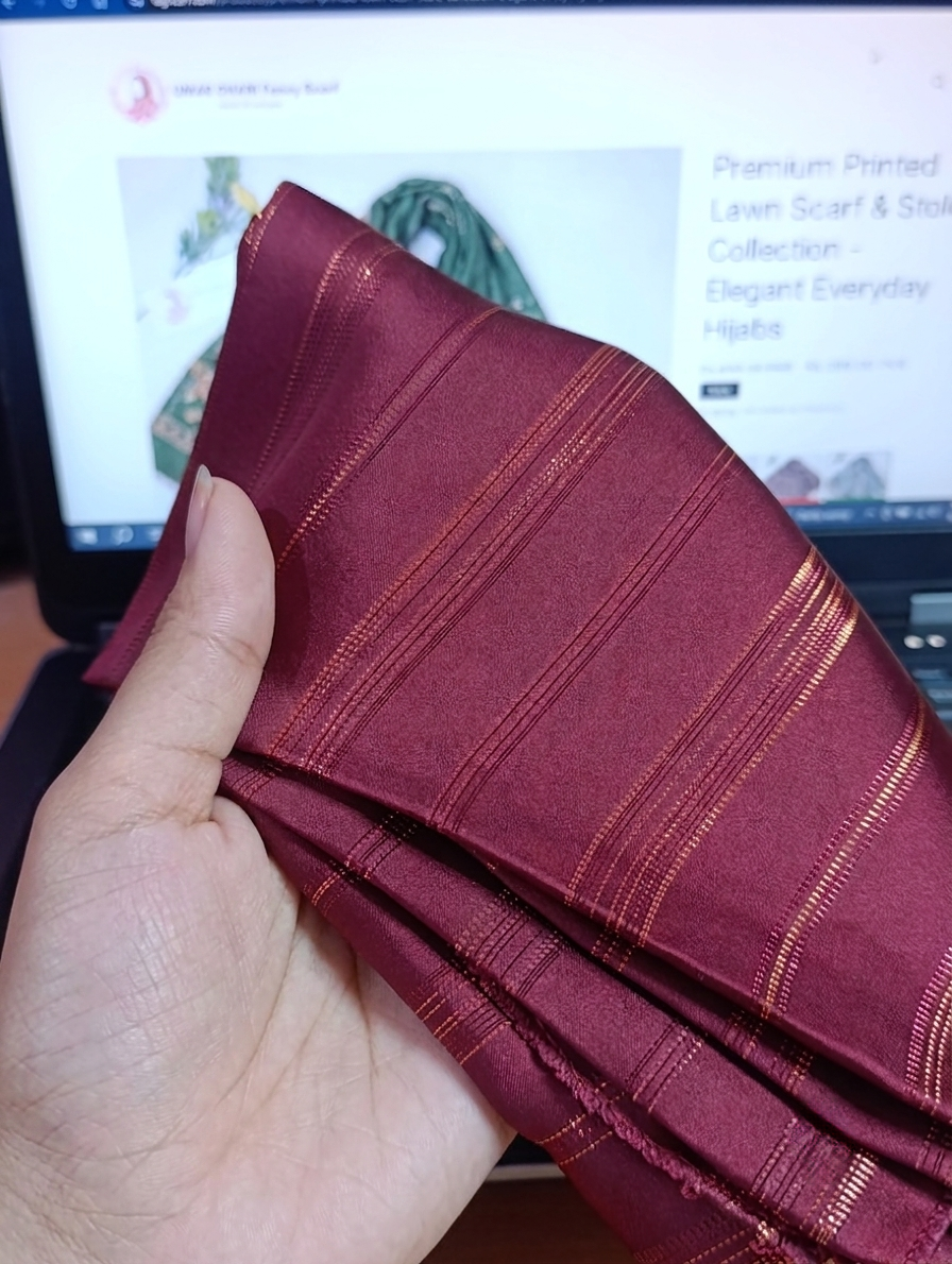 Premium Gold Striped Silk Scarf / Stole – Elegant Shiny Finish