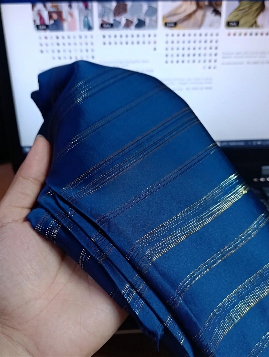 Premium Gold Striped Silk Scarf / Stole – Elegant Shiny Finish
