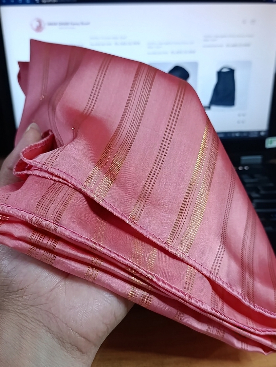 Premium Gold Striped Silk Scarf / Stole – Elegant Shiny Finish