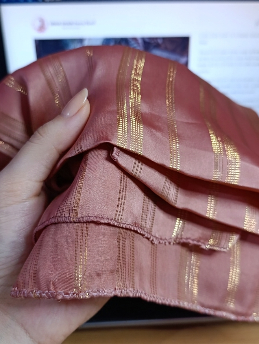 Premium Gold Striped Silk Scarf / Stole – Elegant Shiny Finish